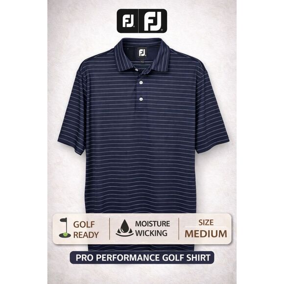 FootJoy Other - FootJoy Men’s Golf Polo Navy Pinstripe Performance Shirt Size M